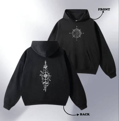 Printed Hoodie (Black) - Image 3